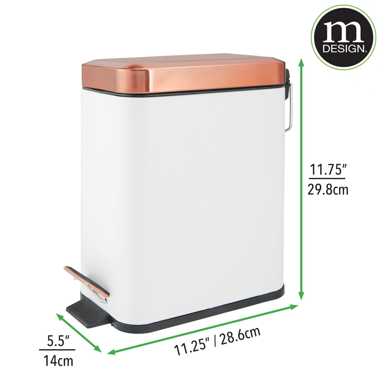 Garbage Bin with Removable Liner Bucket White mDesign Step Trash Can 