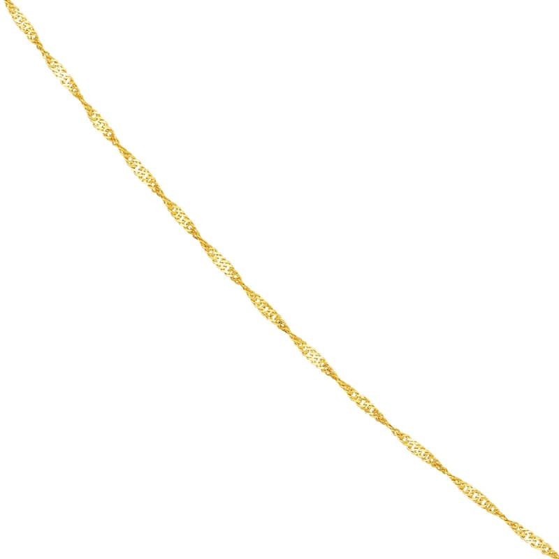 Curata 14k Yellow Gold 1mm Singapore Chain Necklace (Spring Ring)