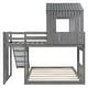 preview thumbnail 10 of 44, Playhouse-inspired Style Twin Over Full Wooden Bunk Bed,Loft Bed with Playhouse,Farmhouse, Ladder, Slide and Guardrails