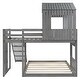 preview thumbnail 40 of 44, Twin Over Full Bunk Bed with Playhouse & Ladder - Farmhouse Style