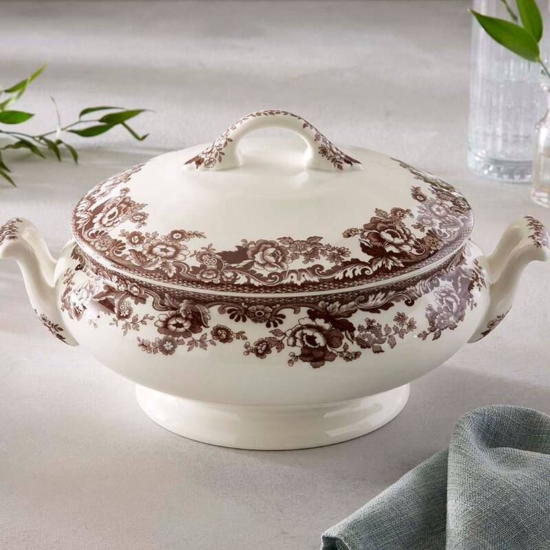 Spode Delamere Covered Vegetable Dish - 12.2" W x 9" D