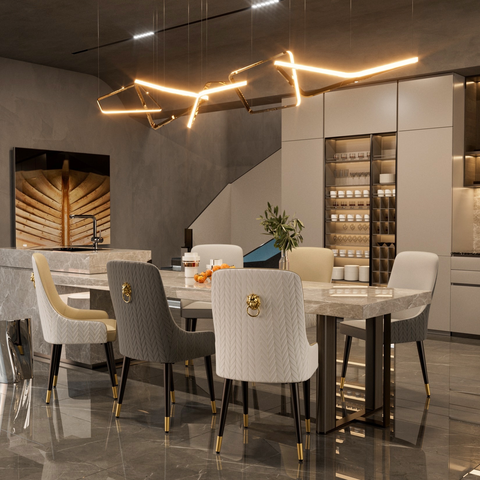 Dining room chairs with lion head top
