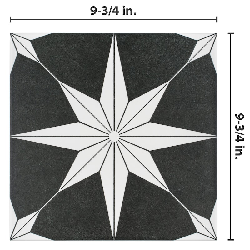Merola Tile Stella Night 9-3/4" x 9-3/4" Porcelain Floor and Wall Tile