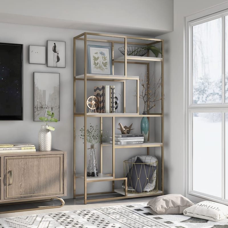 Kinnego Contemporary 6-Shelf Metal Bookcase by Furniture of America