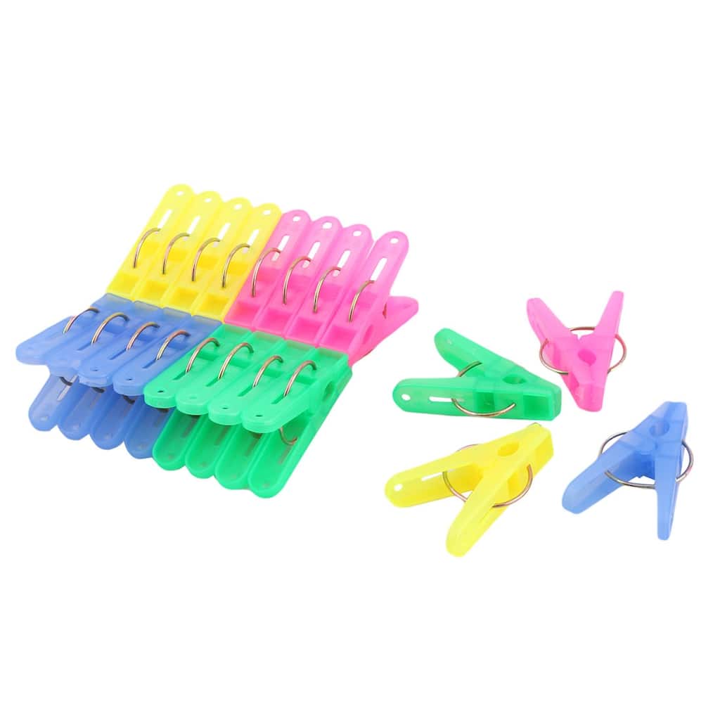 Home Laundry Clothespin Clothes Socks Underwear Clip Clamp 20pcs - Green,Yellow,Purple,Magenta - 2.3" x 0.6" x 1.1"(L*W*H)