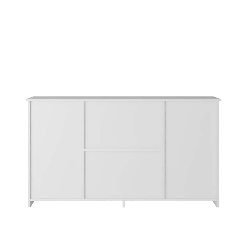 White 30 in. H Storage Cabinet with Adjustable Shelves, Modern Sideboard Buffet Cabinet with 3-Drawer and Doors