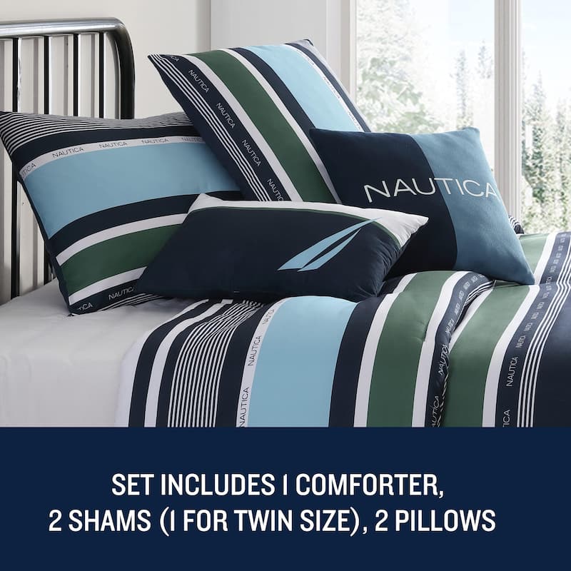 Nautica Elliot Reversible Navy Comforter Bonus Set