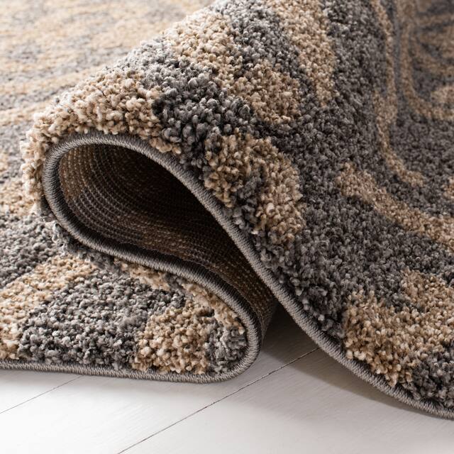 SAFAVIEH Florida Shag Honey Ornate Damask 1.2-inch Thick Rug