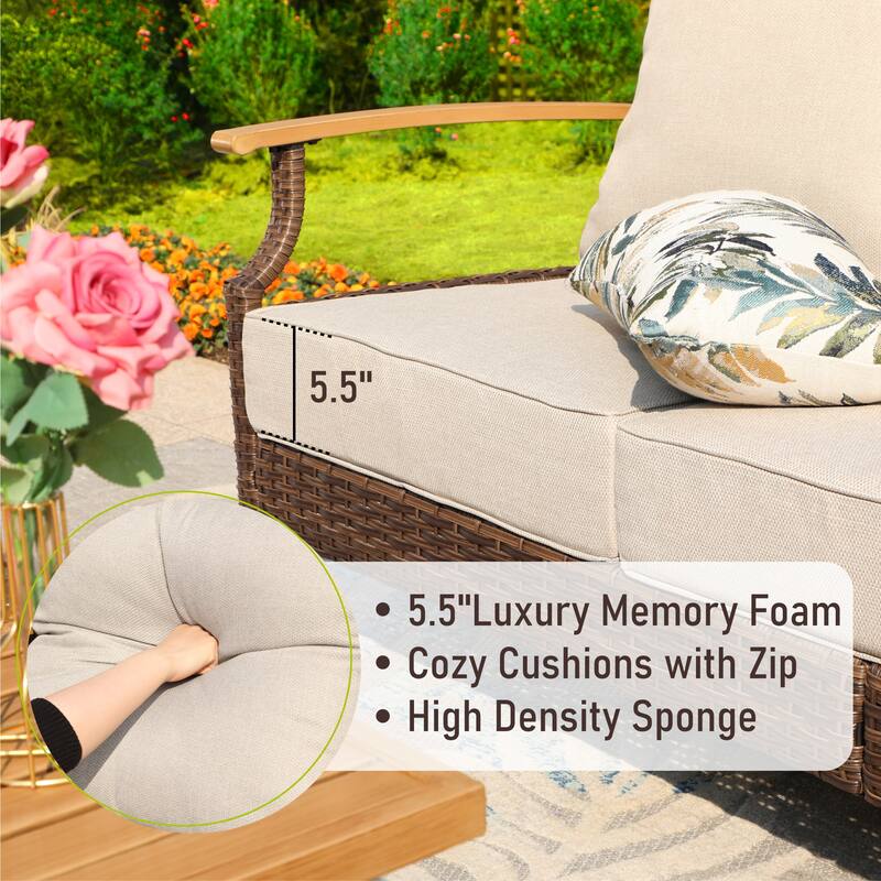 6/9-piece Patio Rattan Wicker Patio Furniture Set Swivel Rocking Chair Conversation Set