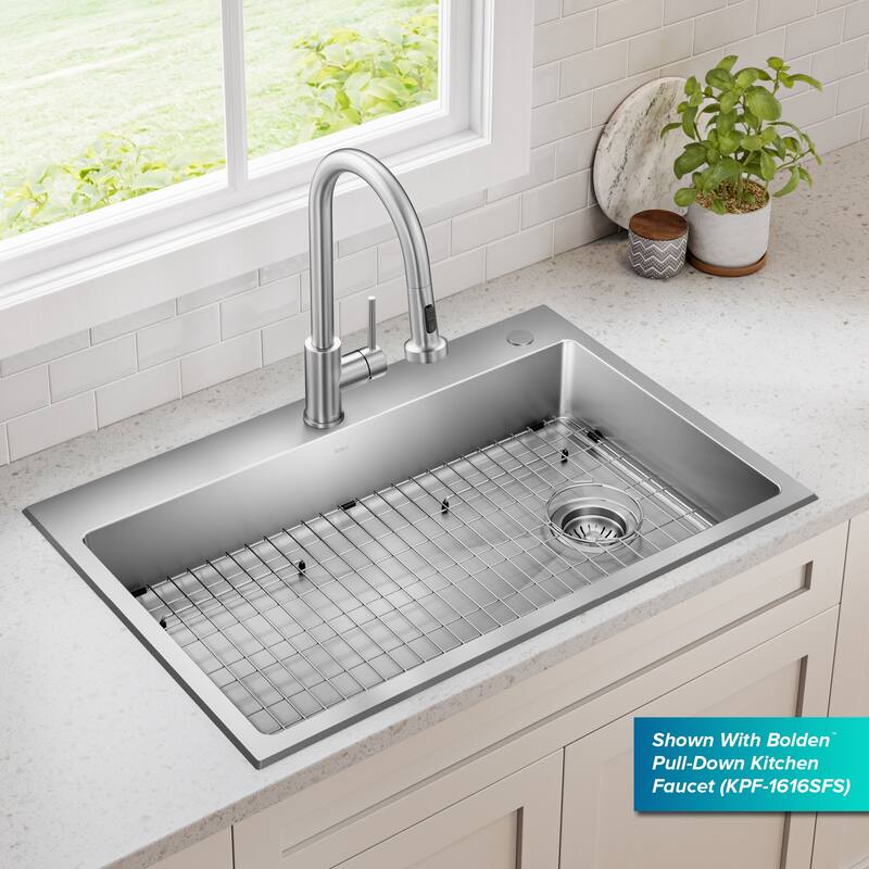 KRAUS Fairlane Drop In Top Mount 18 Gauge Stainless Steel Kitchen Sink