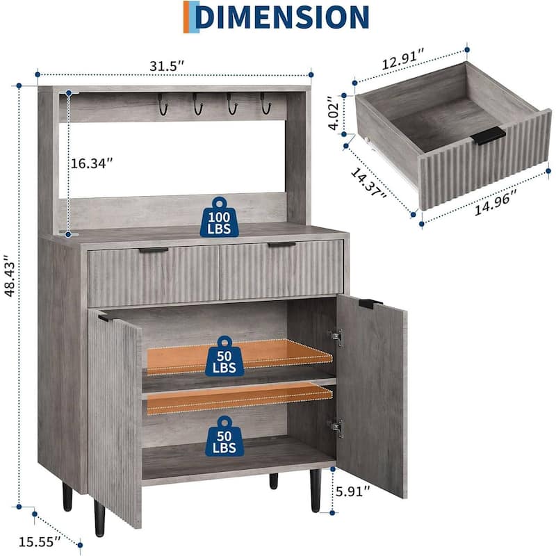 Modern Console Table Sideboard Buffet Cabinet with Storage for Entryway - N/A