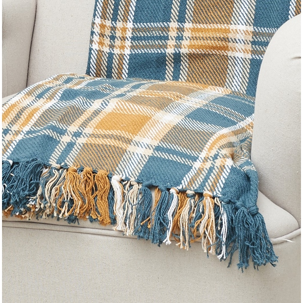 Gold and blue shop throw blanket
