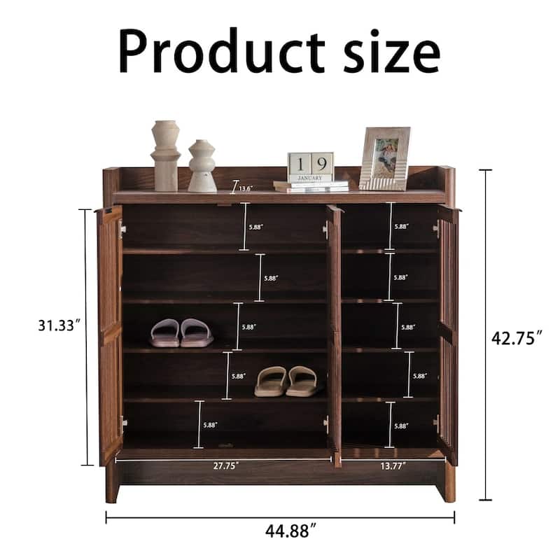 5-Tier Shoe Cabinet with Breathable Louver Doors and Adjustable Shelves