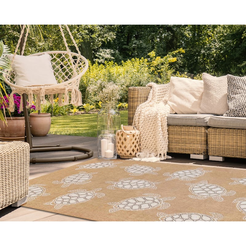 Liora Manne Carmel Collection Sea Turtles Indoor/ Outdoor Area Rug