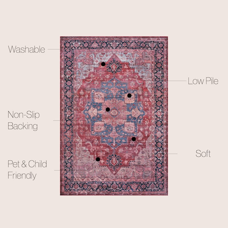 JONATHAN Y Marrakesh Ornate Medallion Machine Washable Area Rug