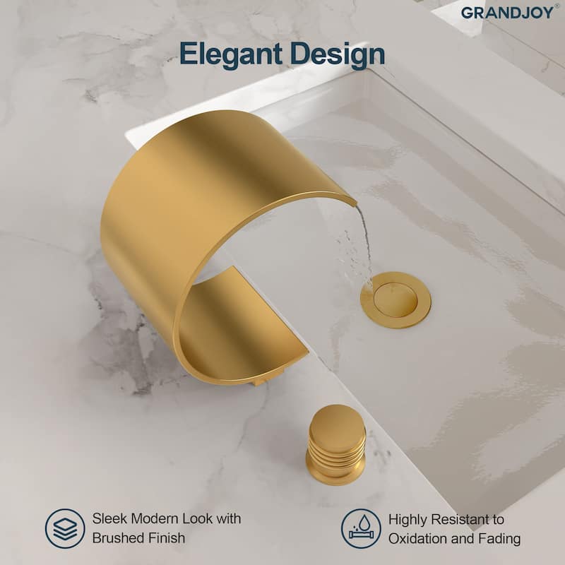 GRANDJOY High Arc Waterfall Widespread Bathroom Sink Faucet