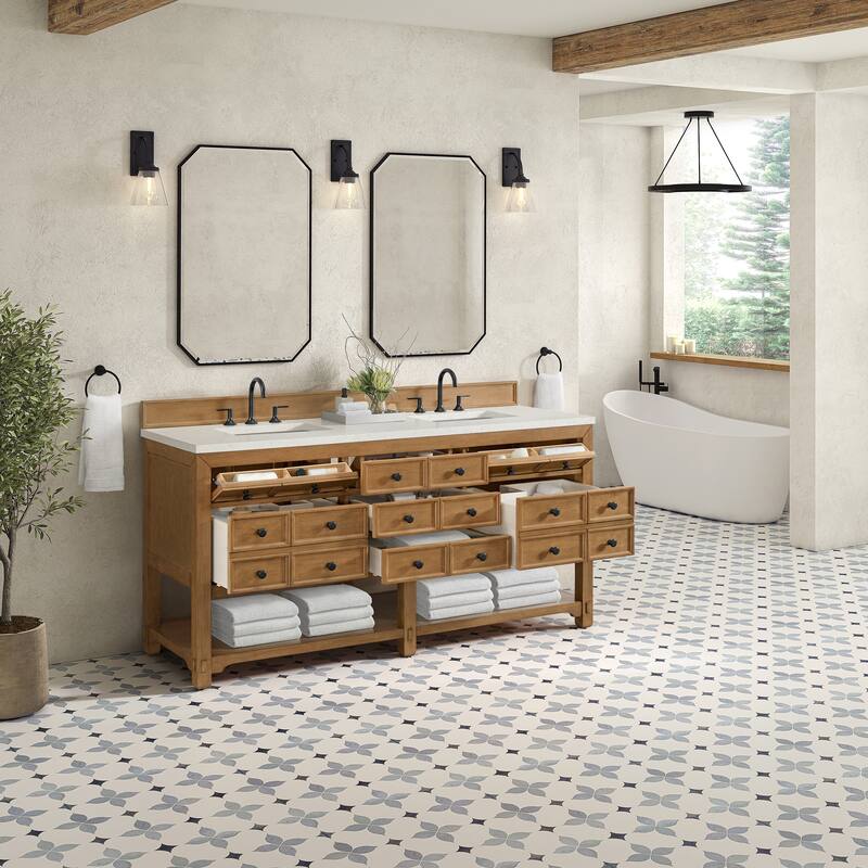 Malibu 72" Double Vanity Cabinet, Amber Birch