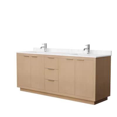 Maroni 80-in. Light Straw Double Vanity w/ Cultured Marble Top