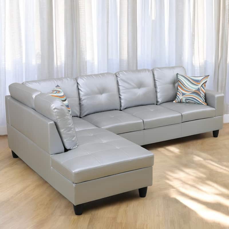 KISRAIS 103" Wide 2-Piece Vegan Leather Sectional Sofa