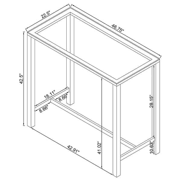 Tolbert Rectangular 47-inch Glass Top Pub Bar Table Chrome