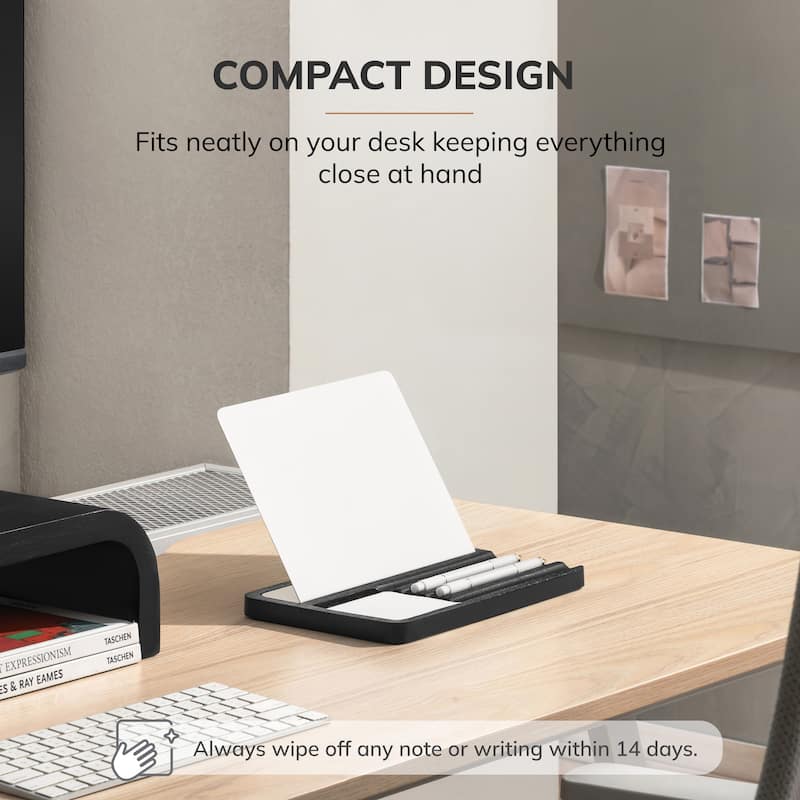 Jani Wooden Desk Organizer with Magnetic Whiteboard - Solid Wood, Hidden Storage & Anti-Skid Base for Home, Office & Workspaces