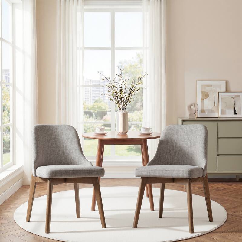 Upholstered Side Chair Dining Chairs Kitchen Chairs with Wood Legs Set of 2 - Weathered Oak-Light Gray