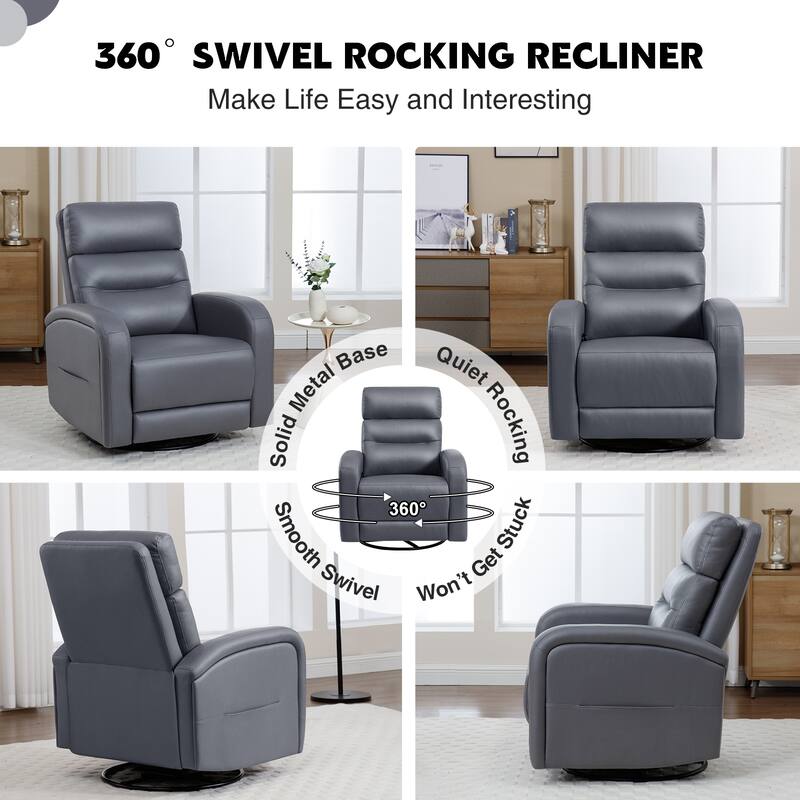 Aemeios Faux Leather Swivel Glider Rocker Manual Recliner Set of 2