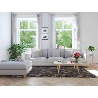 FALLING FLORAL JET Area Rug By Kavka Designs - Bed Bath & Beyond - 38249215