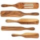 preview thumbnail 1 of 6, Spurtle Spoon Spatula Utensil - 5pc Set Teak Wood - Non Stick Wooden Cookware - Stir, Scrape, Flip, Drain, Fold & Smash. - Large Large