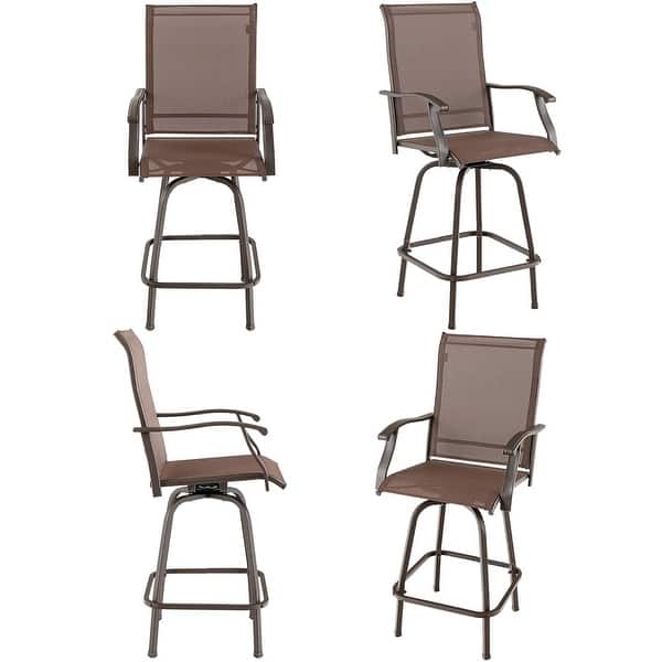 slide 1 of 10, Gymax 4PCS Patio Swivel Bar Stools Chairs 360 Rotation Barstool Brown - Set of 4