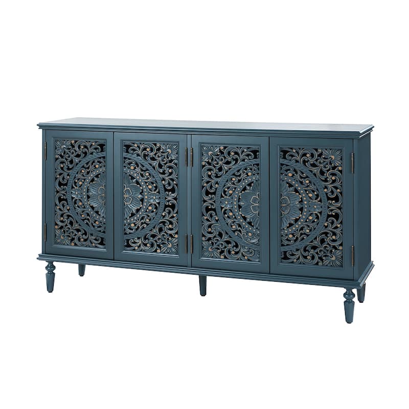 Ismenides Traditional Carved Built-in Lighting Sideboard Storage TV Stand By HULALA HOME