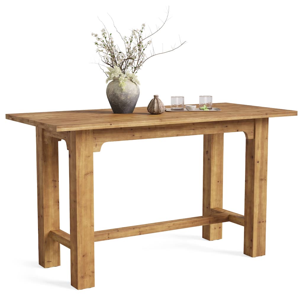 Solid Wood Rectangular Bar Table 63-Inch Home Bar Unit for Bar