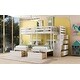 preview thumbnail 3 of 9, Full Over Twin & Twin Bunk Bed with Drawers, Triple Bunk Bed with Guardrails, Pine Wooden Bed with Staircase, White