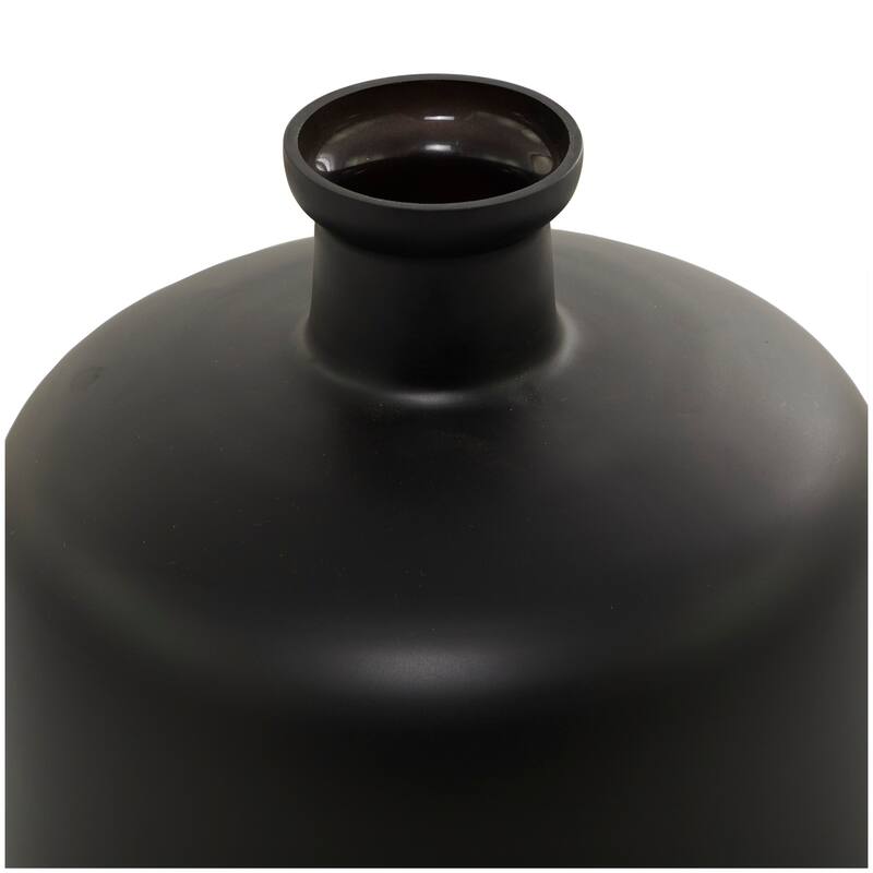 Black Glass Decorative Vase - 10"W, 12"H