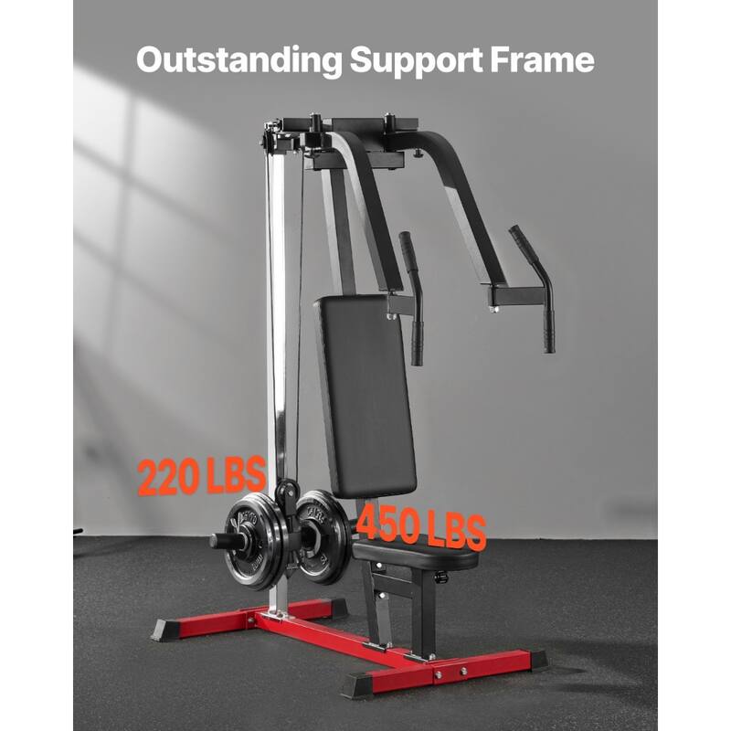 Multi-Function Upper Body Workout Machine Seated Dip Press with Adjustable Seat and Grip - 43” x 65” x 65”