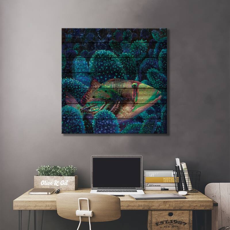 Pull The Trigger Print On Wood by Iris Scott - Multi-Color