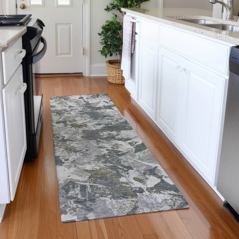 Premium Washable Super Soft Abstract Floral Mayfield Rug - Charcoal - 2'3" x 7'6"