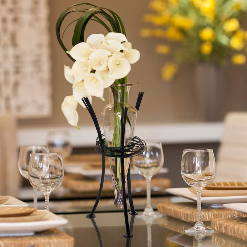 Clear Amphora Vase on Wire Stand