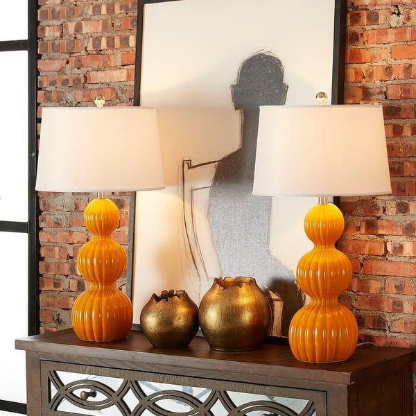 slide 1 of 23, Maxax 28" Ceramic Table Lamp Set (Set of 2) Orange