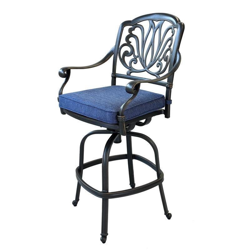 Saybrook Aluminum Swivel Bar Stool with Cushion (Set of 2)