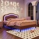 preview thumbnail 3 of 35, Full Size Velvet Upholstered LED Bed Frame - Adjustable Height Headboard, Pink