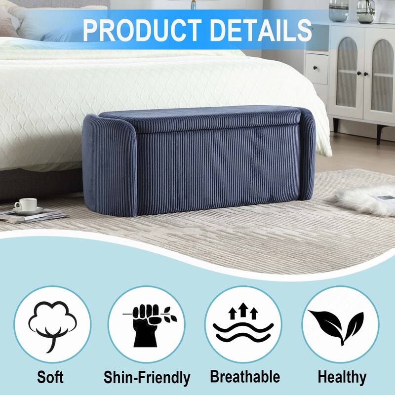Bedroom Storage Ottoman End Bench with Safety Hinge