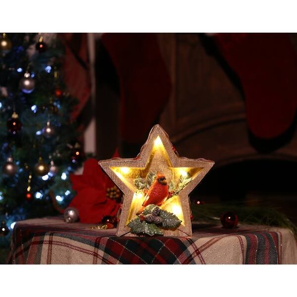 Shop Resin Constructed Decorative Cardinal In Star Decor With Led