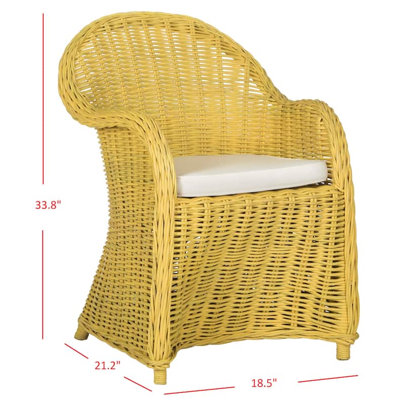 SAFAVIEH Sinja Yellow Rattan Club Chair - 24" x 26" x 35" - 24Wx26Dx35H