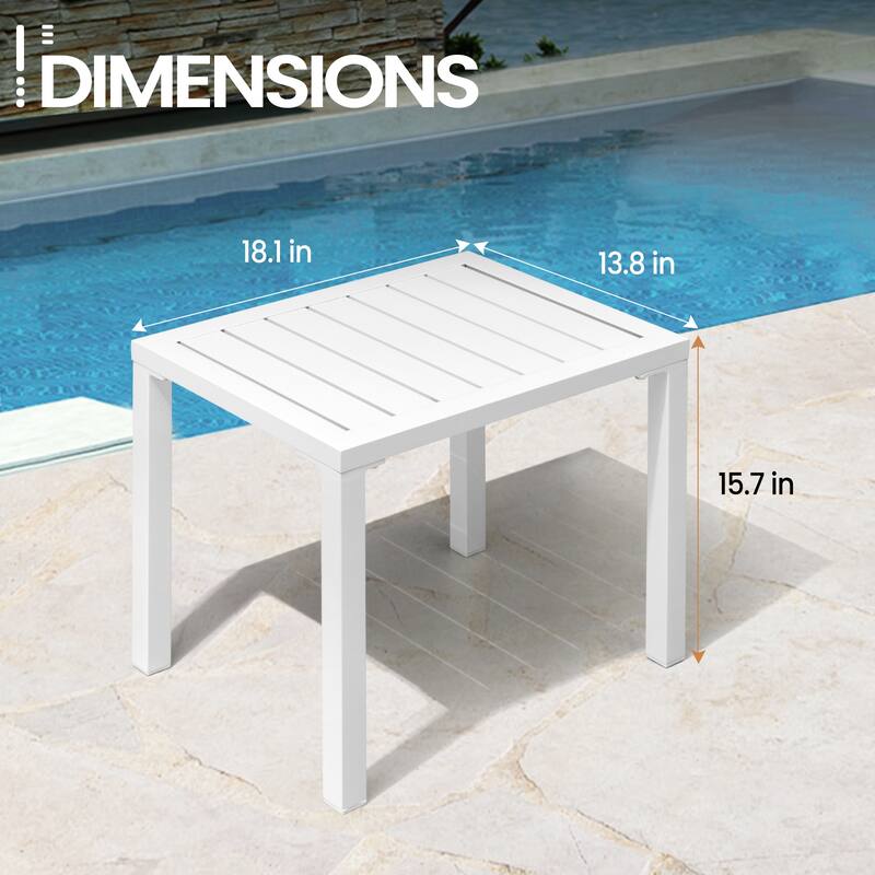 VredHom Outdoor Aluminum Patio Side Table - 18.1 in L * 13.8 in W * 15.7 in H