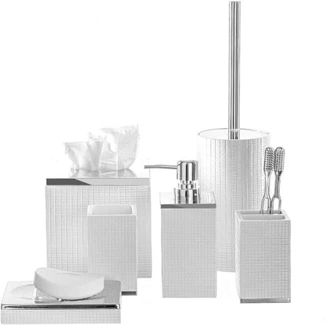 Creative Scents Estella White Tissue Box Cover Square - White /Silver