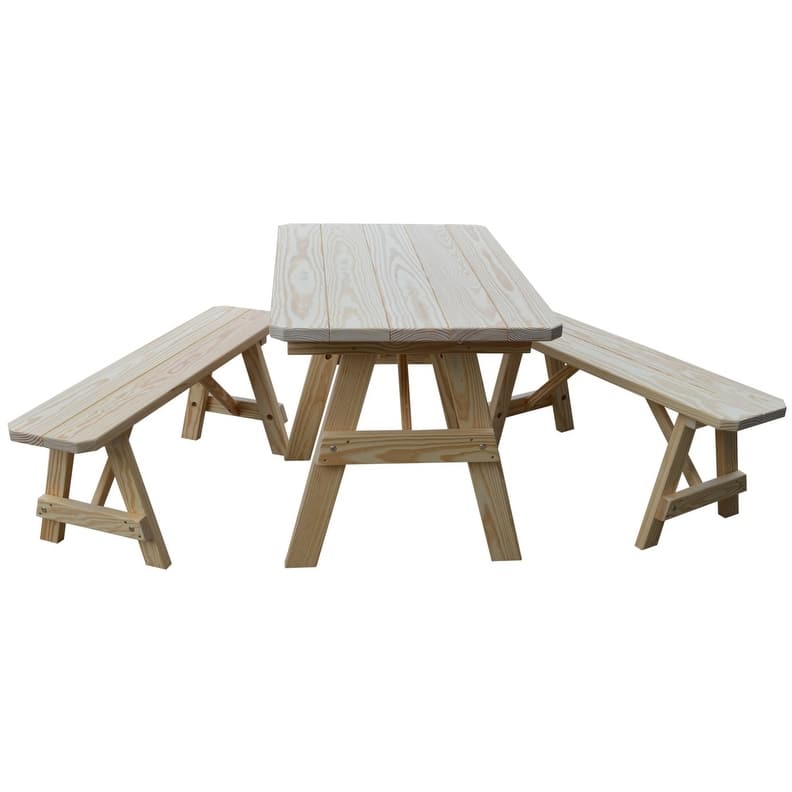 Pine 4' Traditional Picnic Table with 2 Benches