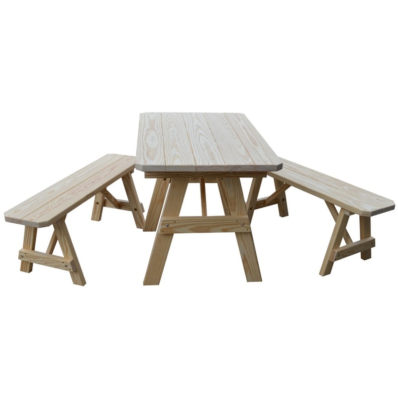 Pine 4' Traditional Picnic Table with 2 Benches