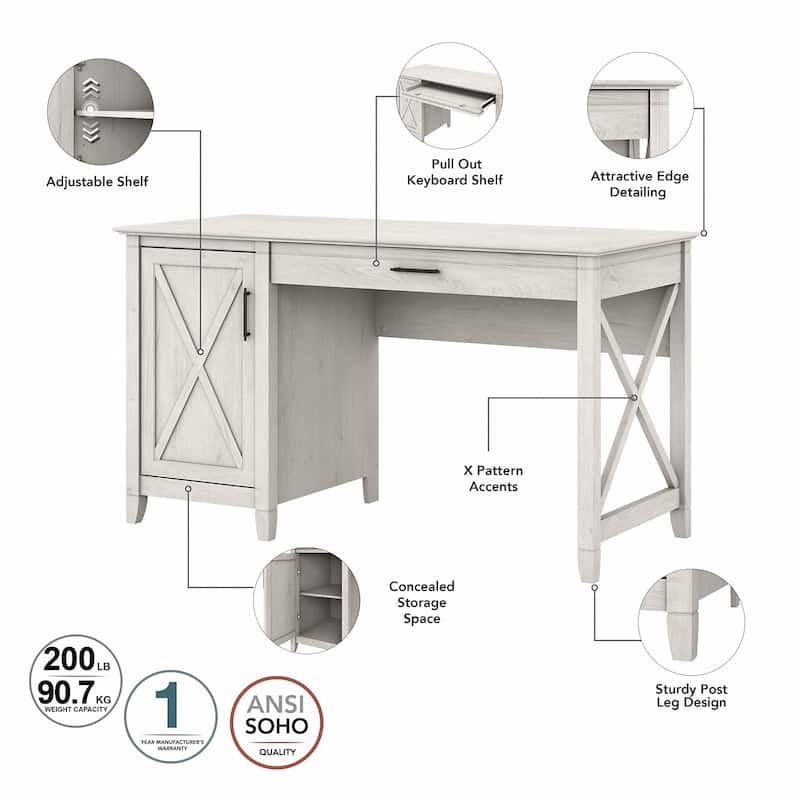 Key West 54W Computer Desk with Cabinet and Bookcase by Bush Furniture
