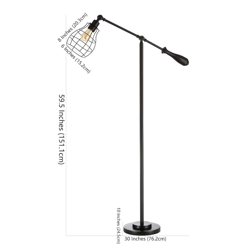 SAFAVIEH Lighting Mihaila 60" Led Floor Lamp - 30" x 10" x 59.5" - Black - 30Wx10Dx60H